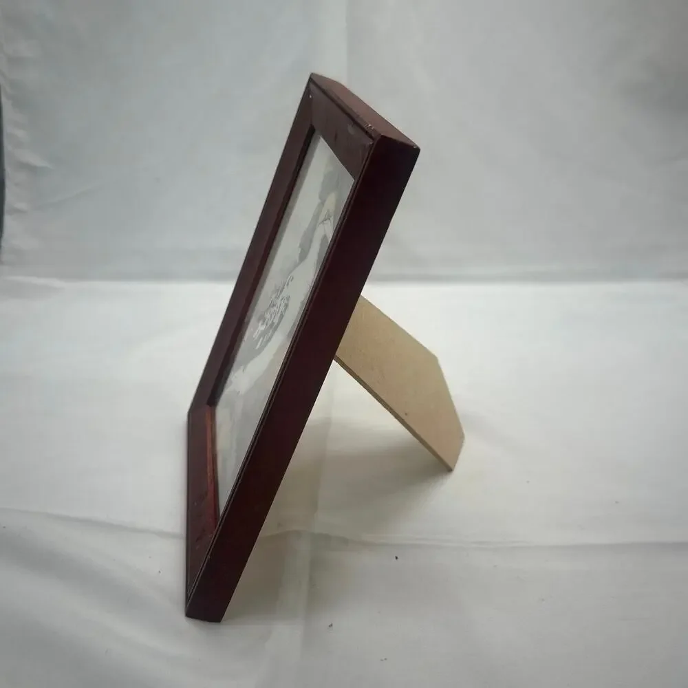 Maroon Wood Picture Frame 5x7 Bird Art Insert Tabletop Wall Decor Frame Vintage